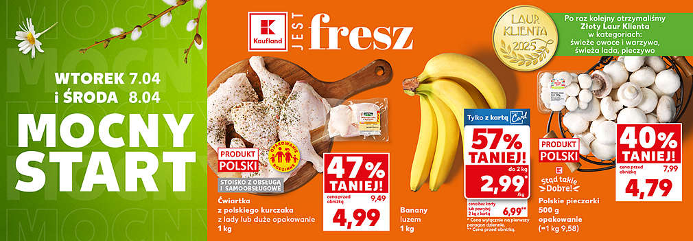 ćwiartka z kurczaka, banany, pieczarki