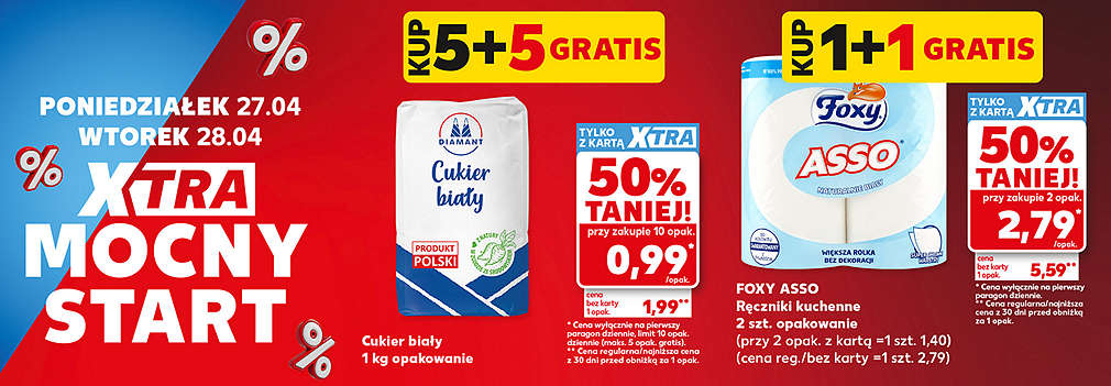 cukier i ręcznik papierowy