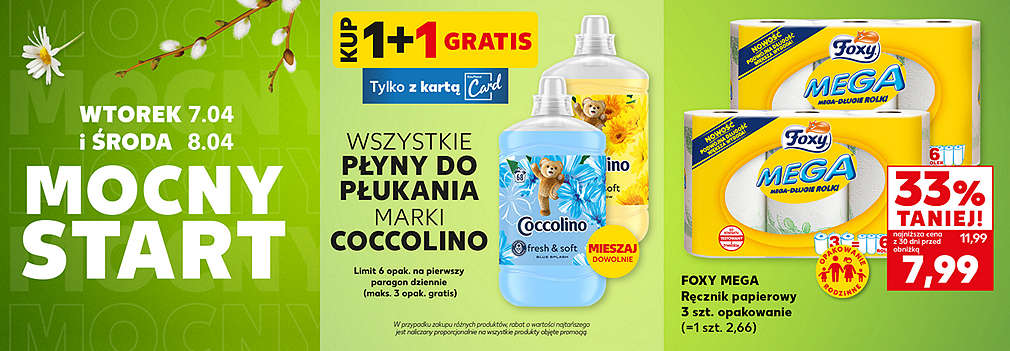 Płyn coccolino i ręcznik papierowy