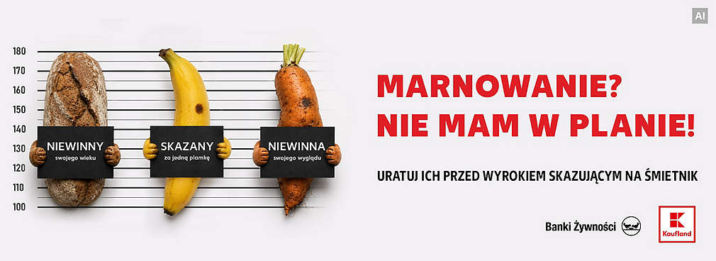 Ograniczanie marnowania jedzenia - warzywa sfotografowane z tabliczkami jak podejrzani w amerykańskim areszcie 
