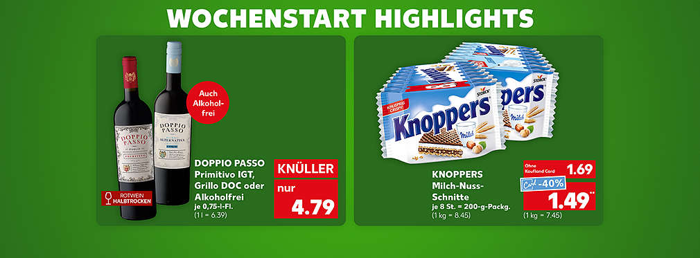 Produktabbildung: ARTIKEL PRODUKT, je XXX-g-Packg., Knüller, X.XX Euro (1 kg = X.XX), Kaufland Card Preis X.XX Euro (1 kg = X.XX); Produktabbildung: ARTIKEL PRODUKT, je XXX-g-Packg., Knüller, X.XX Euro (1 kg = X.XX), Kaufland Card Preis X.XX Euro (1 kg = X.XX); Schriftzug: LOREM IPSUM