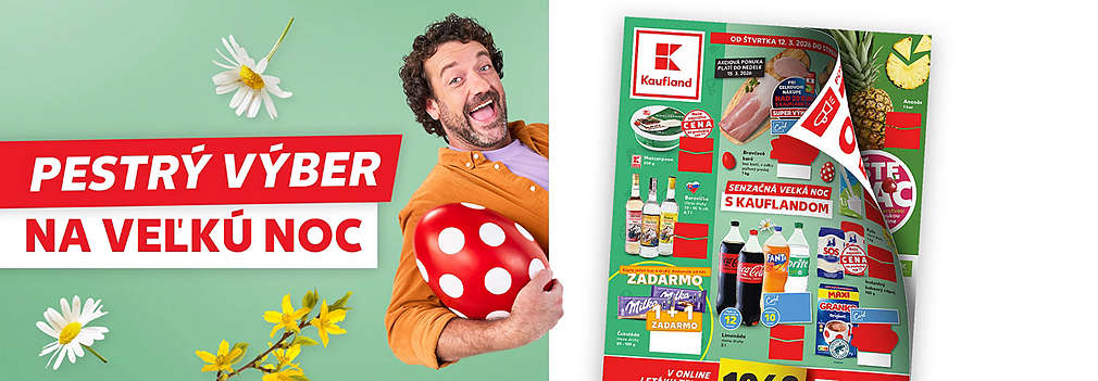 Pripravte sa na sviatky s Kauflandom! Prezrite si aktuálny leták platný od štvrtka 12. 3. 2026. Nakúpte výhodne Mascarpone, ananás, Granko, čokolády Milka v akcii 1+1 zadarmo a ďalšie dobroty pre vašu senzačnú Veľkú noc.