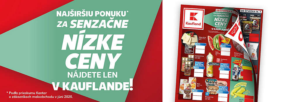 Prelistujte si najnovší leták Kaufland platný od štvrtka 16. 7.! Objavte najširšiu ponuku za senzačne nízke ceny, ktorú nájdete len u nás. Pripravte sa na výhodné nákupy a ušetrite vďaka zľavám a XTRA kupónom napríklad pri kúpe slnečnicového oleja, červenej dyne, bravčového mäsa či lahodných syrov.