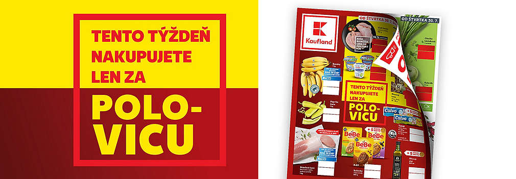 Prelistujte si najnovší leták Kaufland platný od štvrtka 30. 7.! Tento týždeň u nás nakupujete vybrané produkty len za polovicu. Pripravte sa na super výhodné nákupy a ušetrite vďaka obrovským zľavám na čerstvé ovocie, zeleninu, kvalitné mäso a ďalšie obľúbené potraviny.