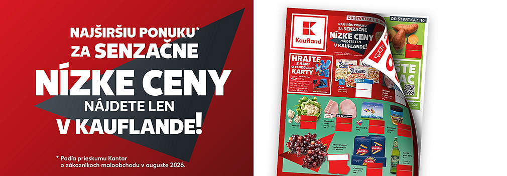 Prelistujte si najnovší leták Kaufland platný od štvrtka 1. 10.! Najširšiu ponuku za senzačne nízke ceny nájdete len u nás. Hrajte s nami o tankovacie karty, objavte stovky zlacnených produktov a nakupujte pre celú domácnosť mimoriadne výhodne!
