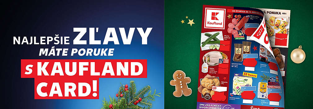 Prezrite si aktuálny leták Kaufland, platný od 20. 11. 2025! Objavte najlepšie zľavy, ktoré máte s vernostnou kartou KAUFLAND CARD na desiatky produktov. Nájdete v ňom ponuky na čerstvú zeleninu, kávu, toaletný papier a iné. Pripravte sa na Vianoce so skvelými cenami!