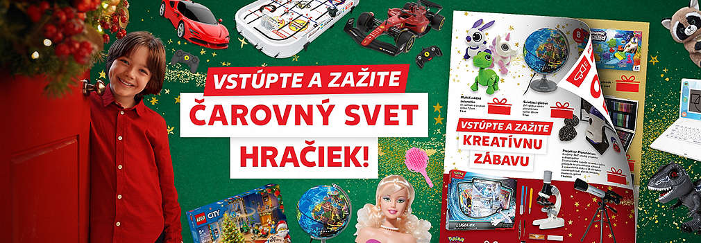 Pripravte sa na Vianoce! Vstúpte a zažite ČAROVNÝ SVET HRAČIEK a KREATÍVNU ZÁBAVU v Kauflande! Objavte širokú ponuku hračiek, vrátane LEGO, bábik, áut na diaľkové ovládanie, mikroskopov a ďalších darčekov.