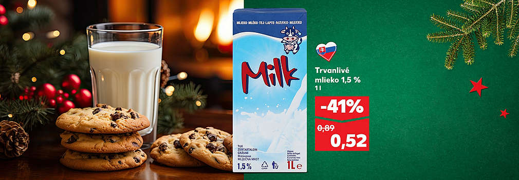 Kúpte si trvanlivé mlieko 1,5% (1 liter) so zľavou -41%! Pôvodná cena bola 0,89 €, teraz ho získate len za 0,52 €.
