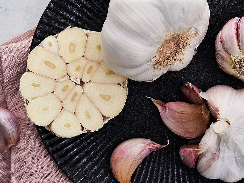 Frischer Knoblauch in der Detailansicht