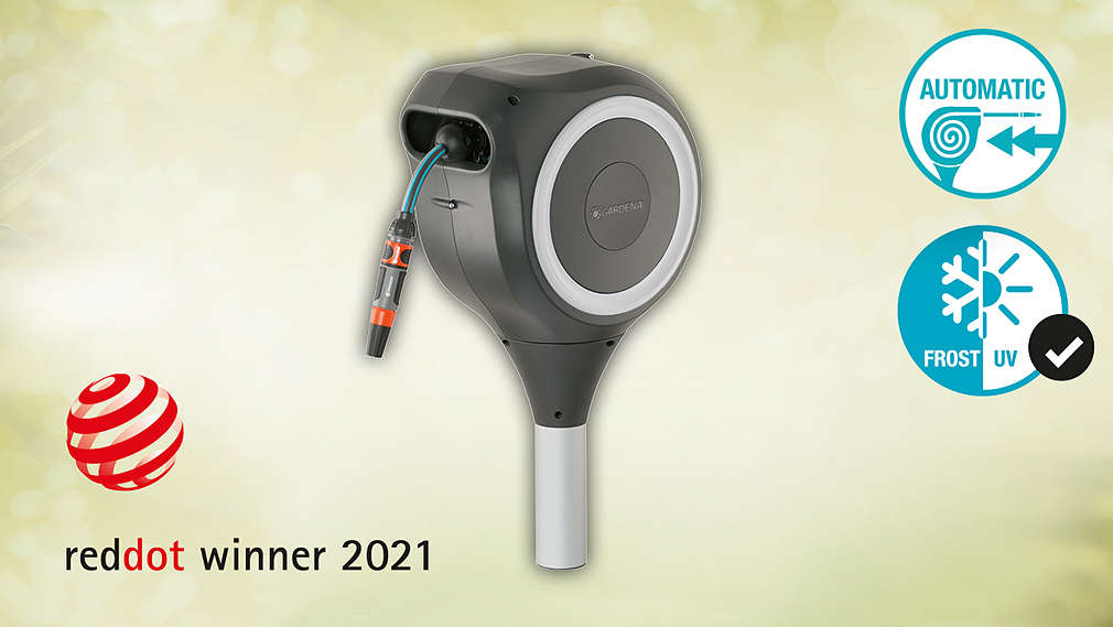 Garten-Schlauchbox »RollUp S«; 94.99 Treuepreis; UVP 152.99; 37 % Treuevorteil*; reddot winner 2021; Automatic; Frost/UV