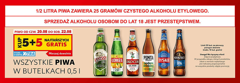 butelki róznych piw