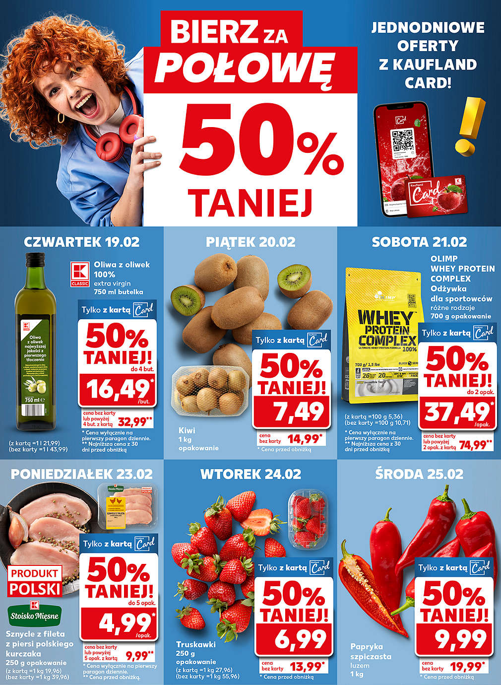 produkty za pół ceny w poszczególnych dniach