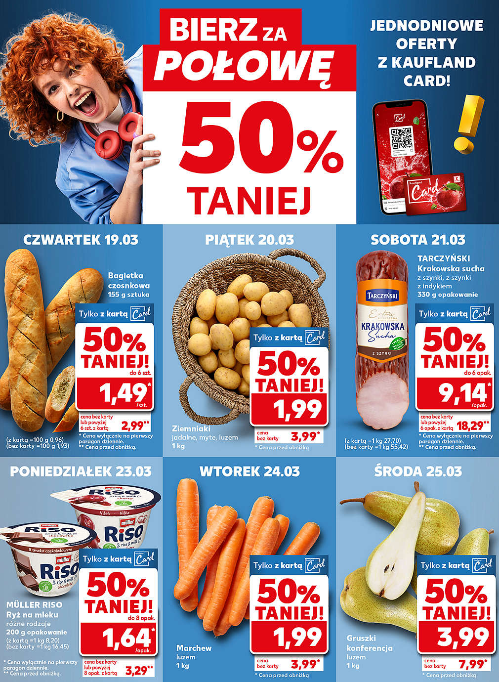 produkty za pół ceny w poszczególnych dniach