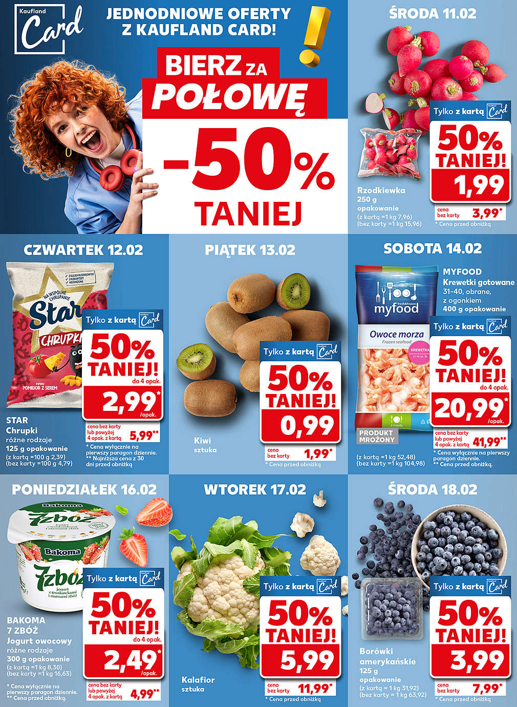 produkty za pół ceny w poszczególnych dniach