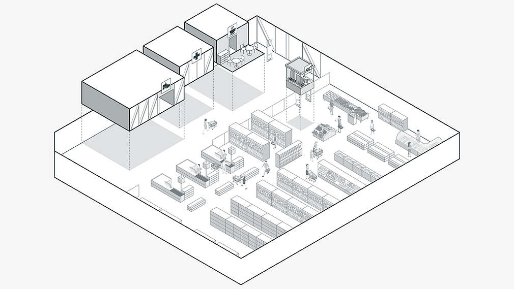 Outlay of Kaufland store with rental options
