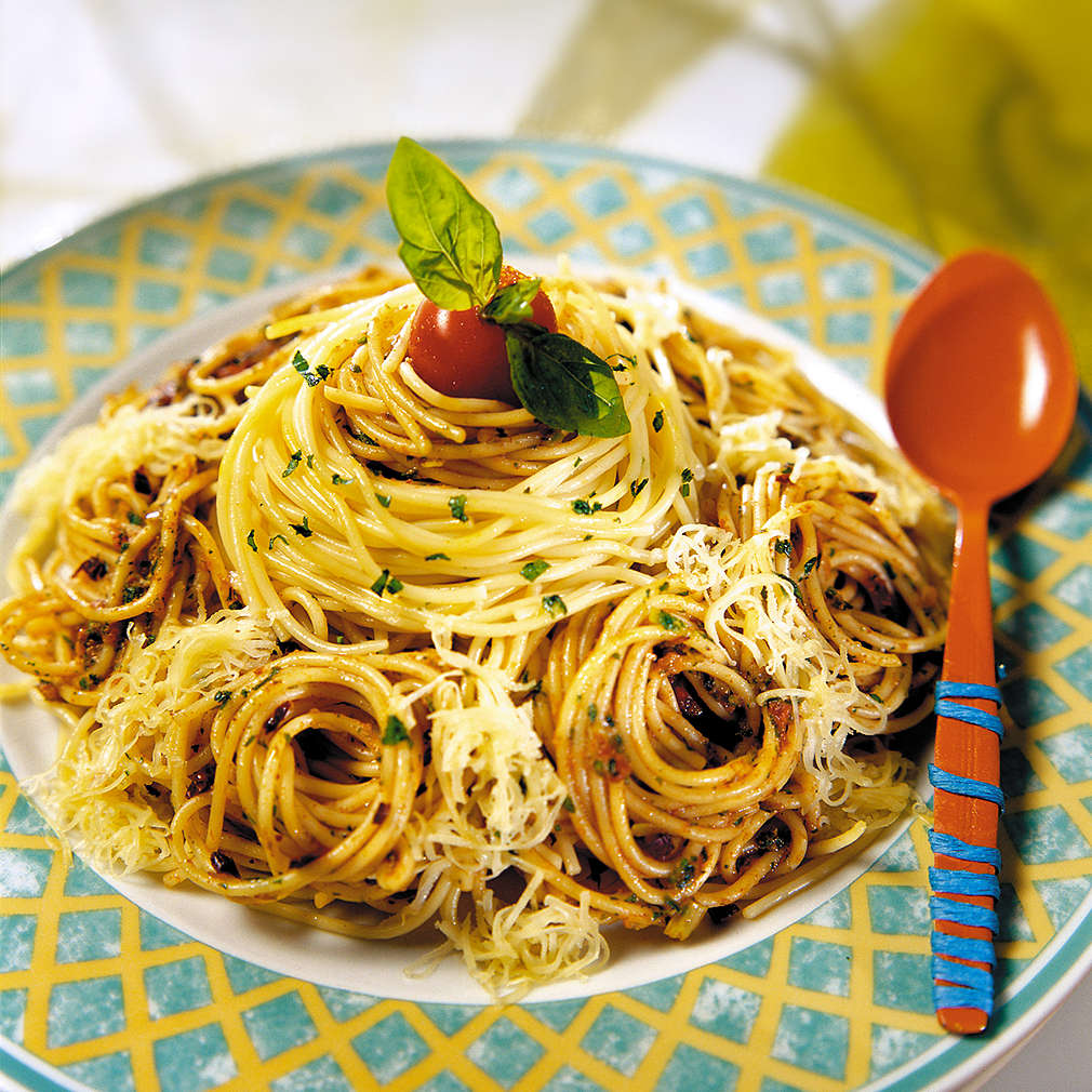 Изобразяване на рецептата Спагети с песто от сушени домати