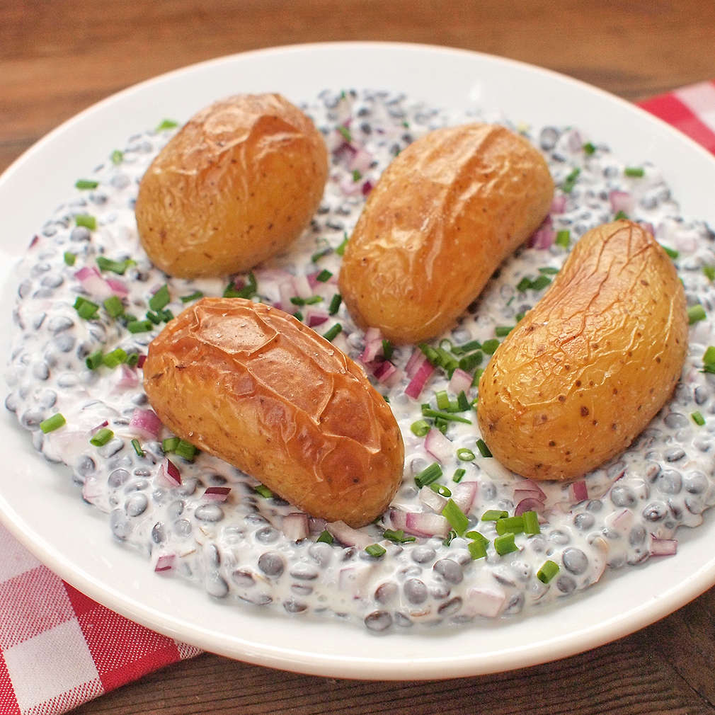 Zobrazit Krémová čočka s pečenými bramborami receptů