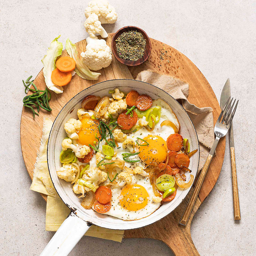 Zobrazit Sázená vejce s restovanou kořenovou zeleninou receptů