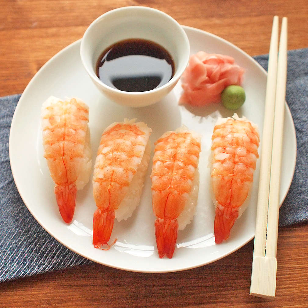 Zobrazit Nigiri sushi s krevetami receptů