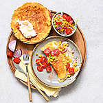 Zobrazit Bramborovo-sýrové placky s kukuřičným salátem receptů