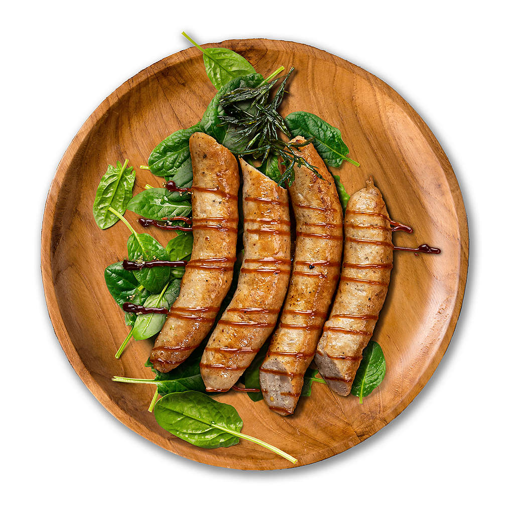 Imaginea rețetei Cârnați de porc cu frunze de spanac