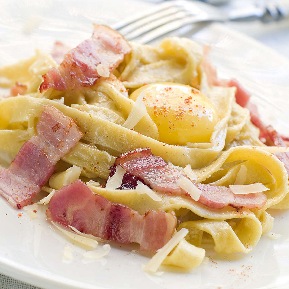 Imaginea rețetei Tagliatelle cu bacon și ou