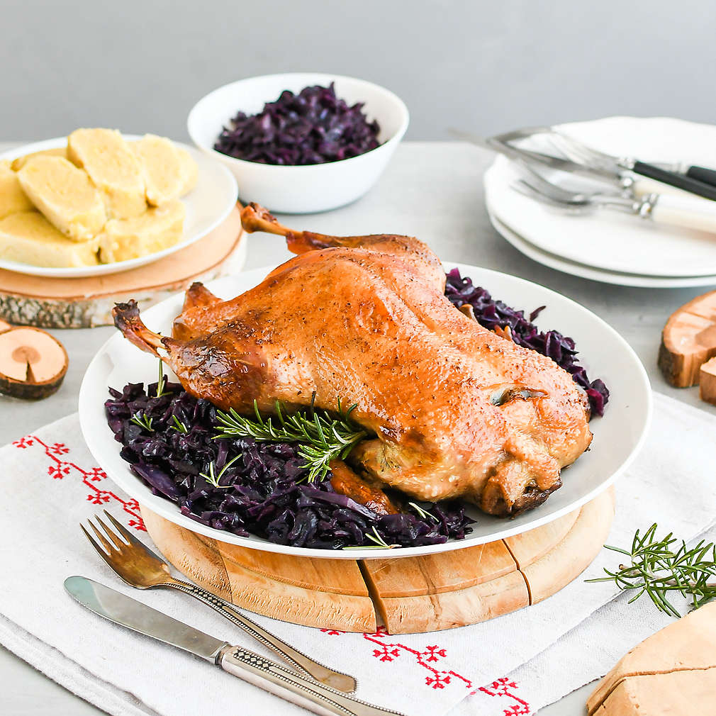 Zobrazenie receptu Pečená kačica s dusenou kapustou a zemiakovou knedľou