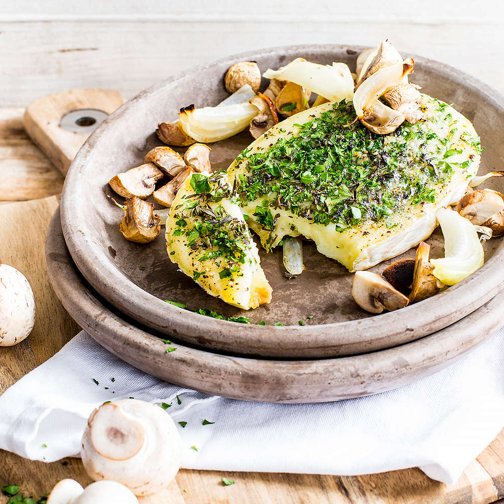 Imaginea rețetei Brânză cu ciuperci la grătar