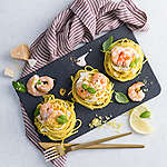 Abbildung des Rezepts Zitronenspaghetti mit Garnelen