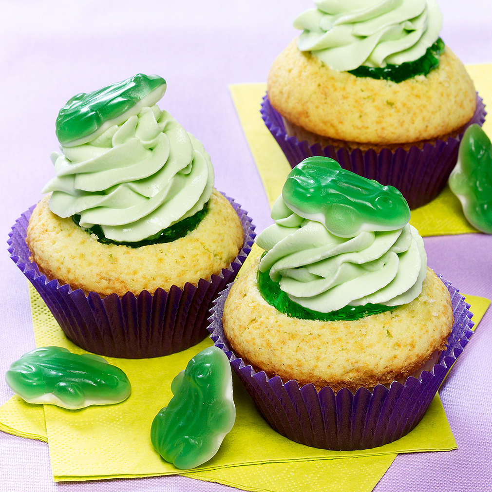 Zobrazit Zelené cupcakes se žabkami pro děti receptů