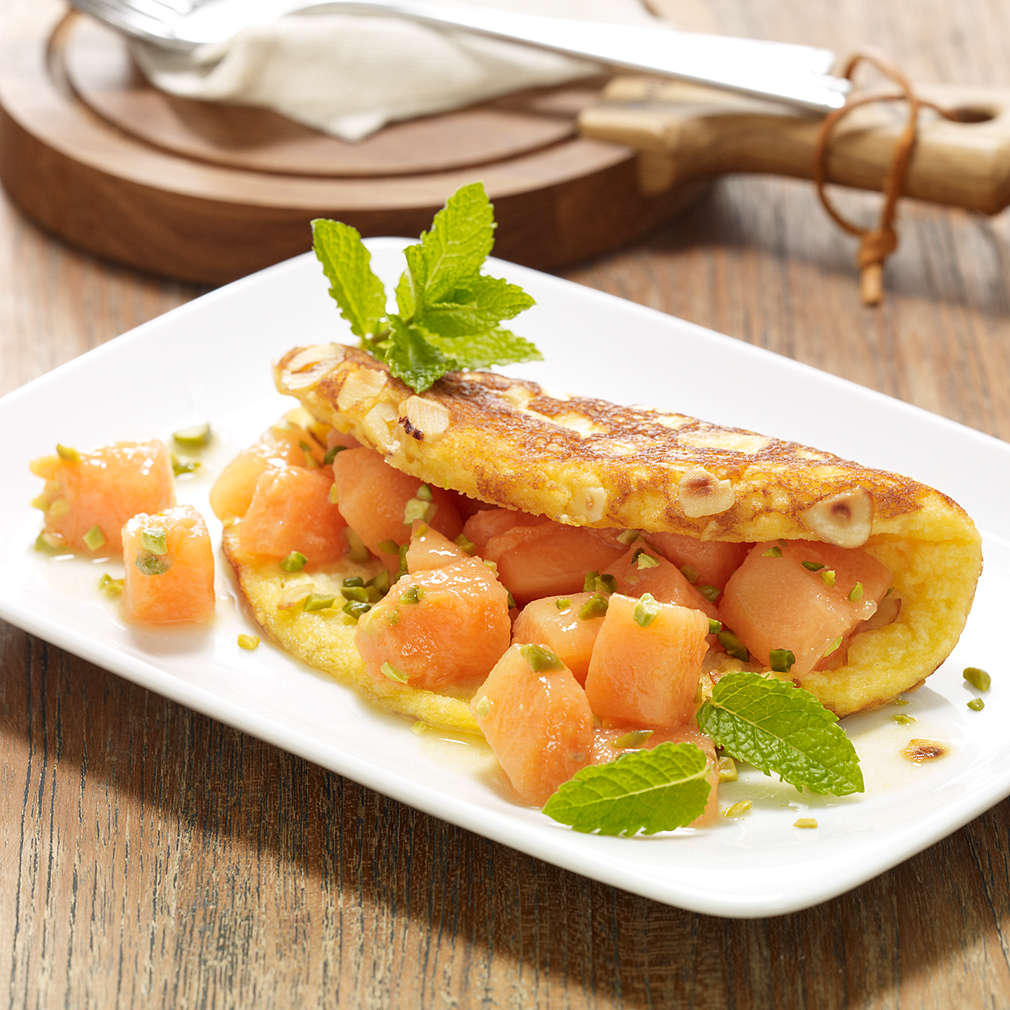 Abbildung des Rezepts Omeletts mit Melonenkompott