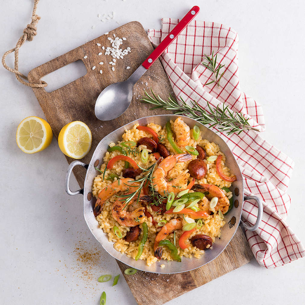 Zobrazenie receptu Paella s krevetami a salámou Chorizo