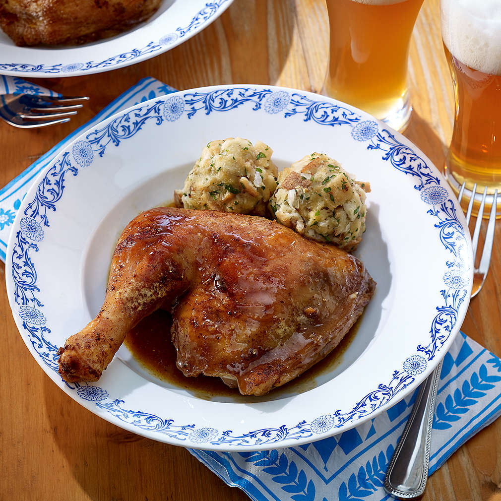 Abbildung des Rezepts Bier-Hähnchen mit Weißbier-Senfsoße