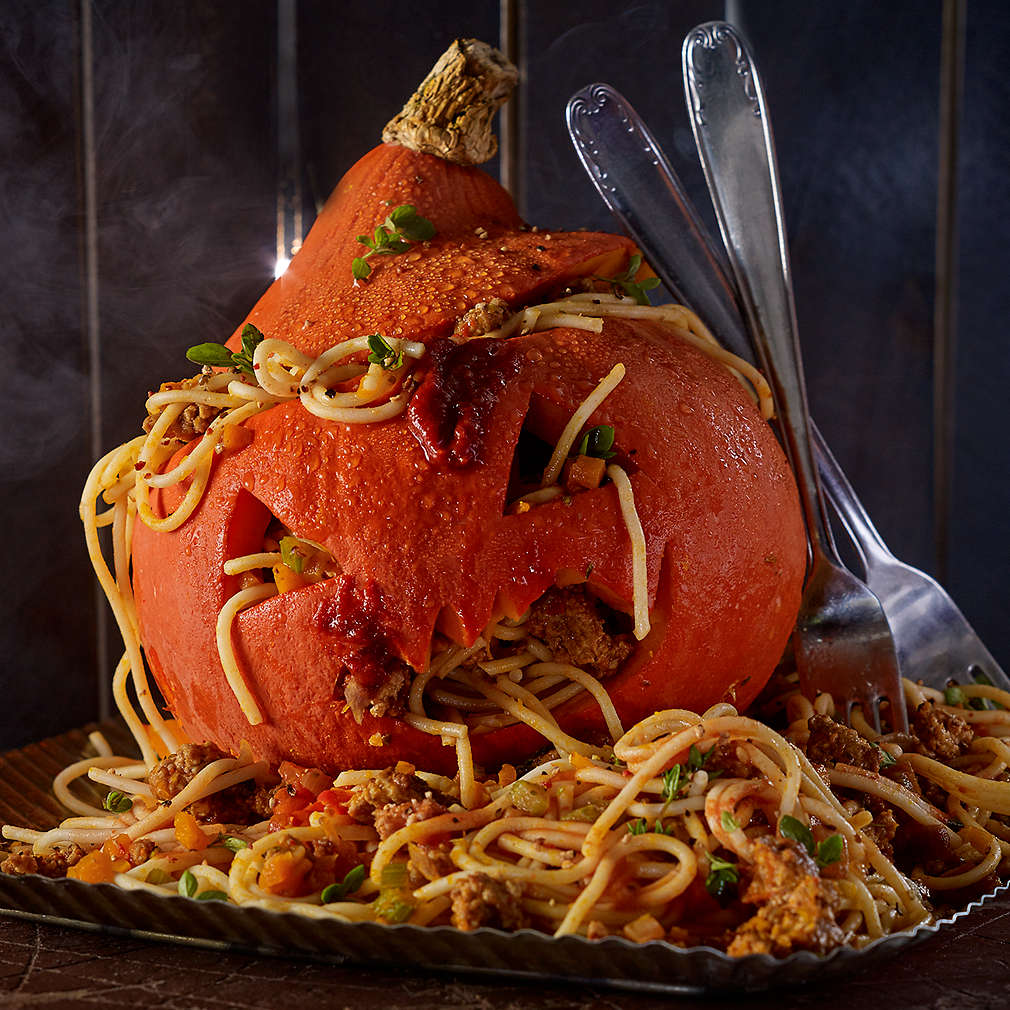 Abbildung des Rezepts Spaghetti-Kürbis-Kopf