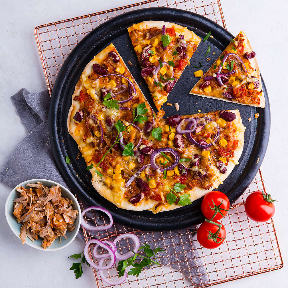 Abbildung des Rezepts Pulled-Pork-BBQ-Pizza