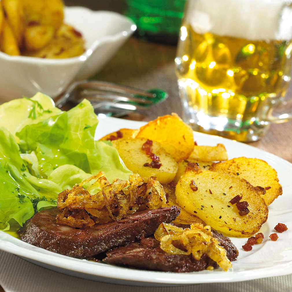 Abbildung des Rezepts Gebratene Blutwurst mit Bratkartoffeln