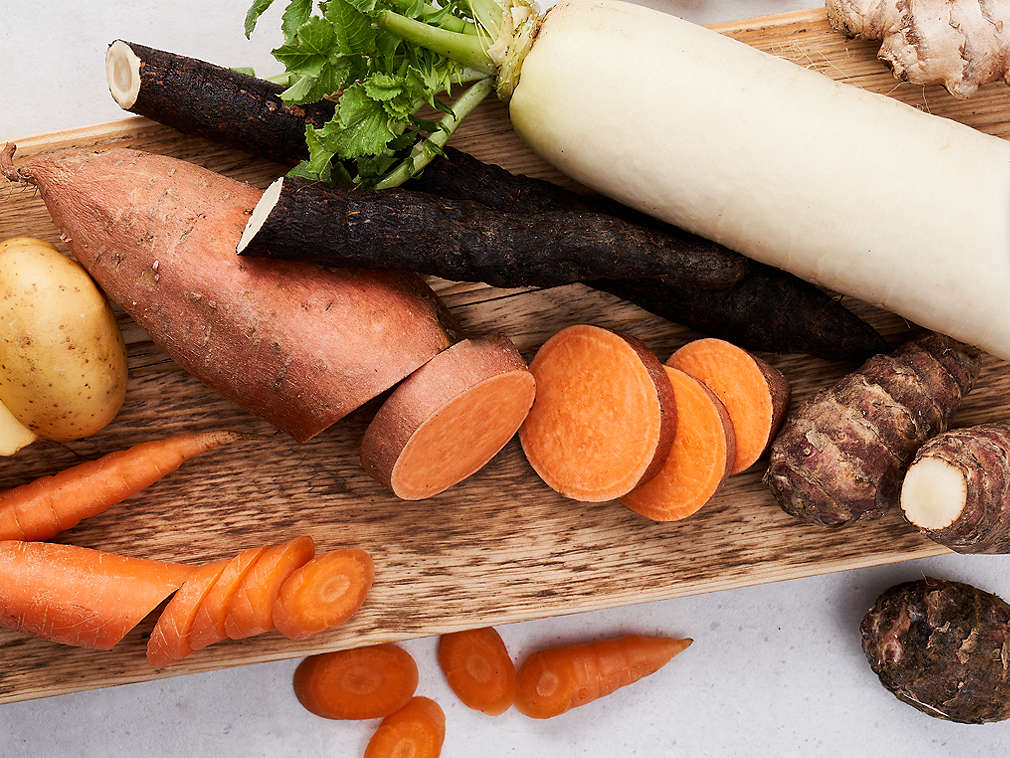 Свежие клубнеплодные овощи, подробный вид