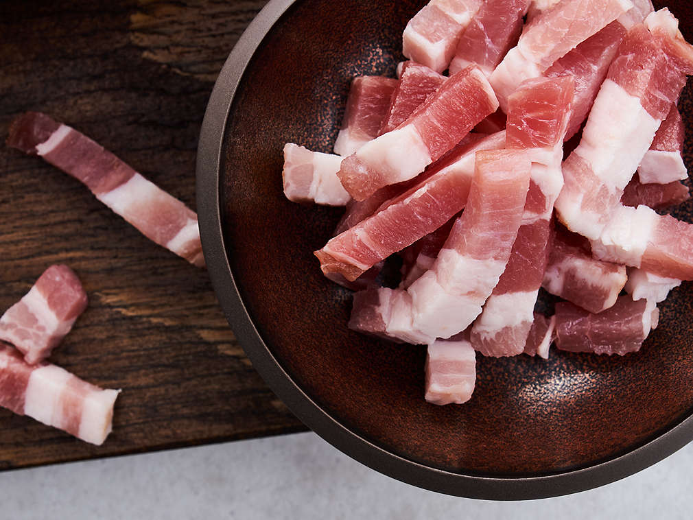 Čerstvá slanina v detailním pohledu