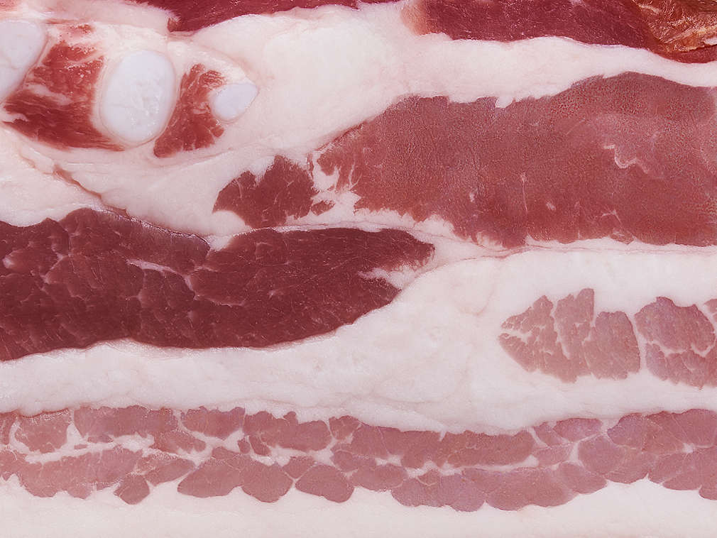 Čerstvá slanina v detailním pohledu