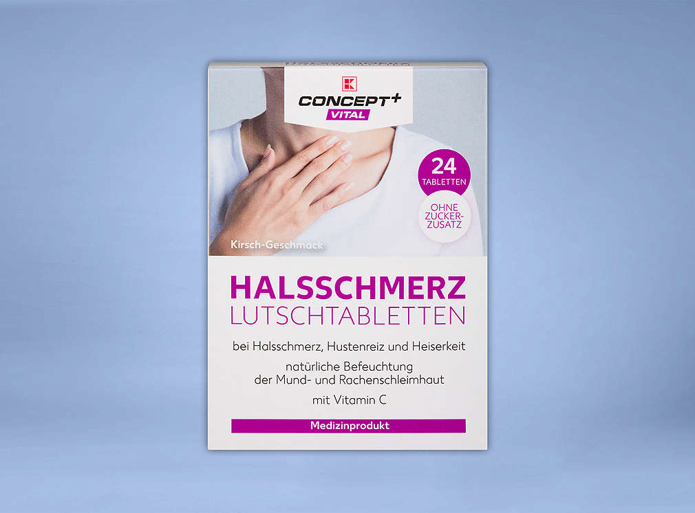 Produktabbildung: K-CONCEPT+ VITAL Halsschmerz-Lutschtabletten, 24 Tabletten