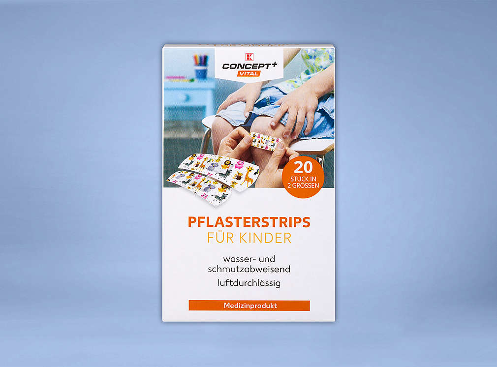 Produktabbildung: K-CONCEPT+ VITAL Pflasterstrips für Kinder, 20 Stück in 2 Größen