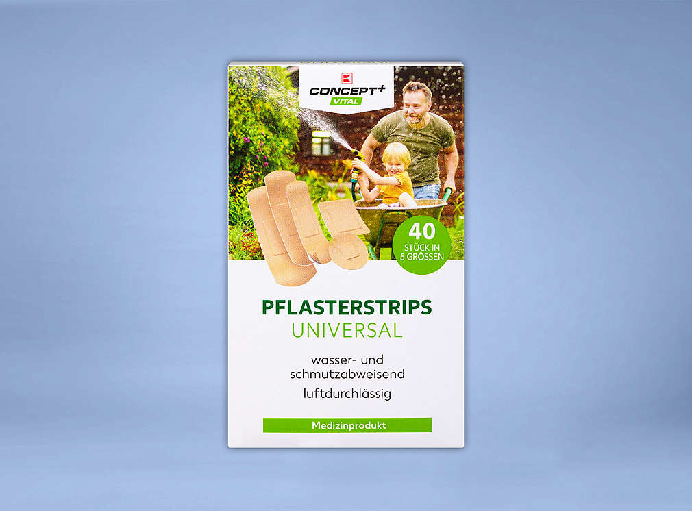 Produktabbildung: K-CONCEPT+ VITAL Pflasterstrips universal, 40 Stück in 5 Größen