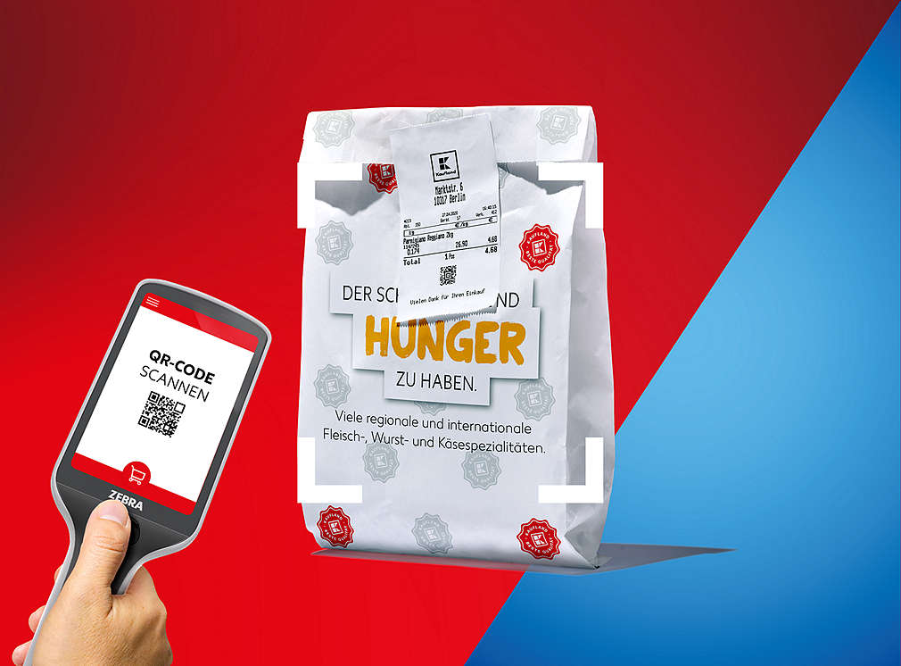 Frischetüte wird mit Handscanner abgescannt