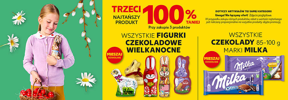 figurki czekoladowe i czekolady milka - obok dziewczynka