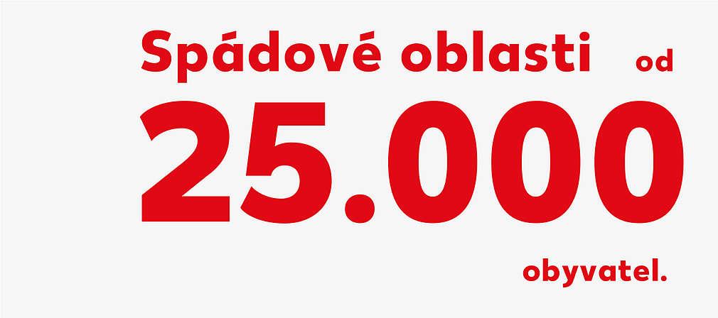 Spádové oblasti od 25.000 obyvatel