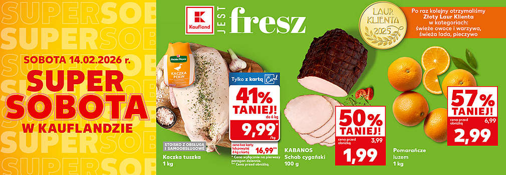 kaczka, schab cygański i mandarynki