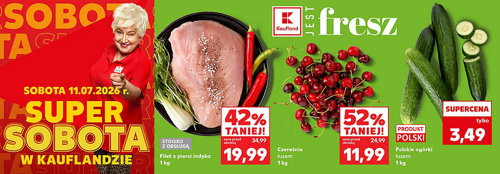 filet z piersi indyka, ogórki, czereśnie