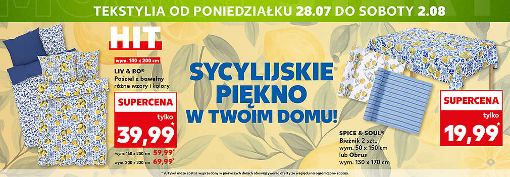 Pościel i obrusy w limonki i wzory sycylijskie