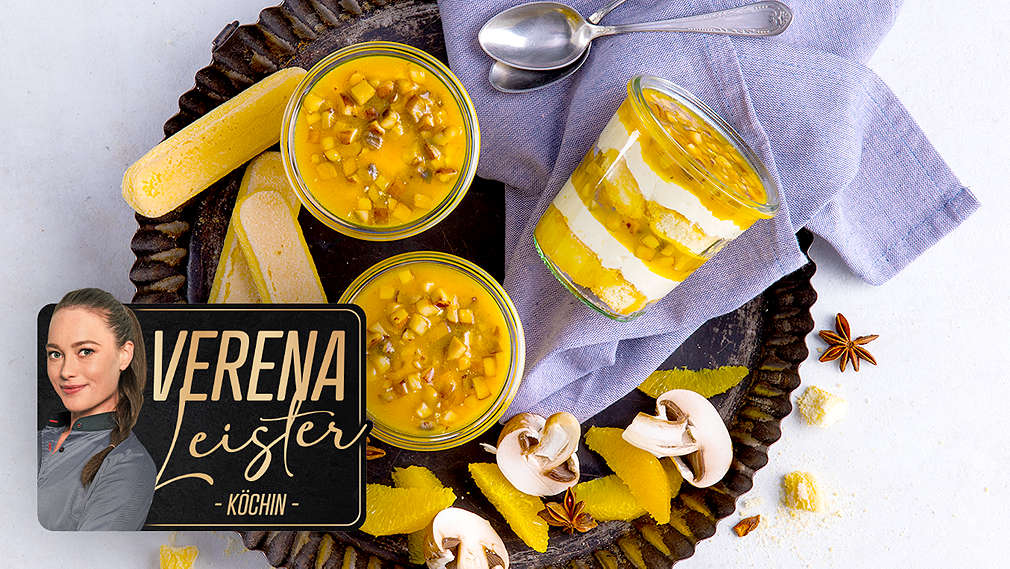 Grand Marnier Tiramisu mit Anis-Orangen-Champignons