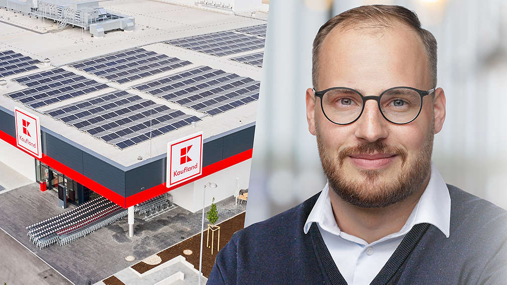 Abbildung: Eine Kaufland-Filiale und Paul-Werner Neisser-Deiters, Leiter Energiemanagement bei Kaufland Deutschland